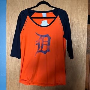 NWT DETROIT TIGERS 3/4 slv baseball tee SZ L